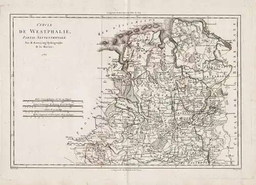 Cercle de Westphalie. Partie Septentrionale. - Nordrhein-Westfalen Niedersachsen Emden Bremen Minden Bielefeld