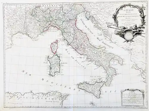 L'Italie divisée en ses Differents Etats, Royaumes et Republiques - Italia Italy Italien Sicilia Sardegna Cors