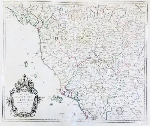 Carte du Grand-Duché de Toscane - Toscana Toskana Tuscany Italia Italy Italien Livorno Siena Orvieto Pisa Lucc