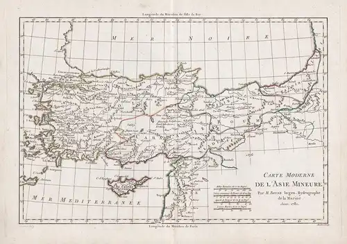 Carte Moderne de l'Asie Mineure - Asia Minor Turkey Cyprus Türkei