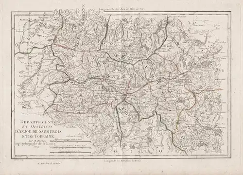 Departements et Districts d'Anjou, de Saumurois et de Touraine - Anjou Touraine Saumorois Saumur Angers Tours