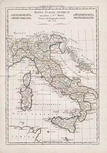 Mappa Italiae Antiquae - Italia Italy Italien Sardegna Sicilia Corsica