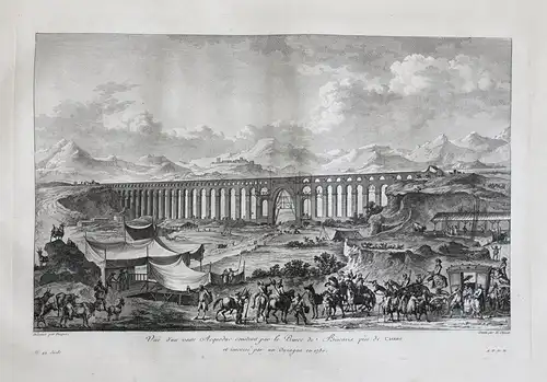 Vue d'un vaste Acqueduc construit par Prince de Biscaris pres de Catane - Catania Acquedotto romano Sicilia Si
