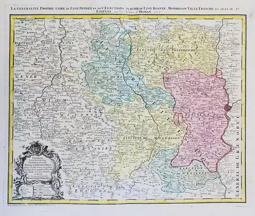Propriae Lugudunensis Generalitatis Mappa Chorographica insuas V. Electiones, secundum legitimas Stereographic