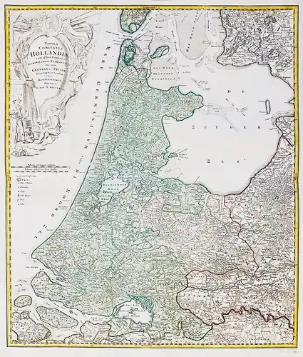 Tabula Comitatus Hollandiae cum ipsius Confiniis. Dominii nimirum Ultraiectini nec non Geldriae et Frisiae Geo