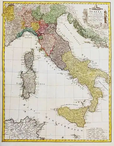 Italia in suos Status divisa - Italia Italy Italien carta incisione