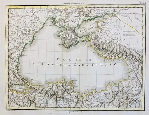 Carte de la Mer Noire ou Kara Degniz. - Black Sea Ukraine Turkey Schwarzes Meer map Karte