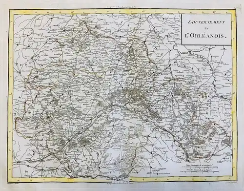 Gouvernement de l'Orléanois. - Orleanais Orleans Vendome Chartres France Frankreich carte map Karte