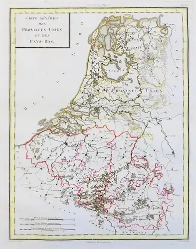 Carte Generale des Provinces Unies et des Pays-Bas - Nederland Netherlands Niederlande Holland Belgium Belgiqu