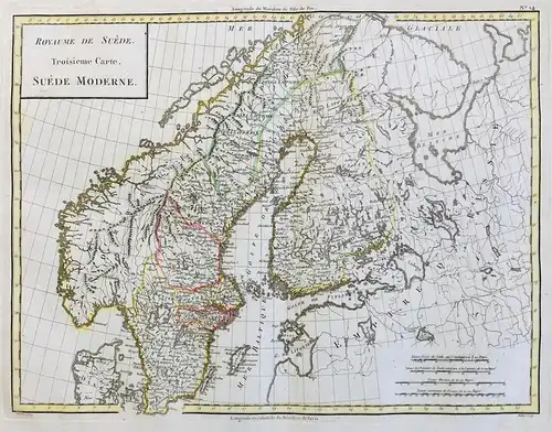 Royaume de Suéde. Troisieme Carte. Suede Moderne. - Scandinavia Skandinavien Norway Sweden Finland Norge Sveri