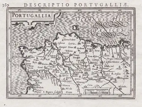 Portugallia. - Portugal mapa grabado map Karte carte
