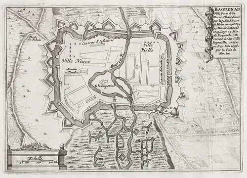 Hague - Haguenau Alsace Elsass gravure