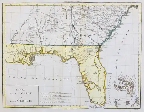 Carte de la Floride et de la Georgie. - America Florida Georgia South Carolina Bahamas map Karte