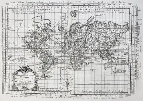 Carte de l'Ancien et du Nouveau Monde, Suivant une projection nouvelle. - World Map Weltkarte Mappenmonde Kart
