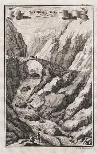 Die Teuffels Brücke, in der Schweitz - Teufelsbrücke St. Gotthard Schweiz Suisse gravure