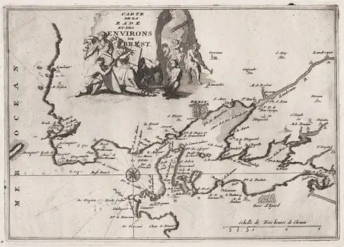 Carte de la rade et des environs de Brest - Brest Bretagne carte gravure