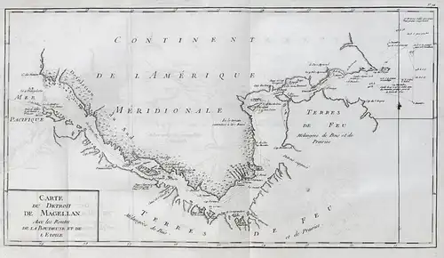 Carte du Detroit de Magellan avec les routes de la Boudeuse et de l'Etoile. - Strait of Magellan Chile South A