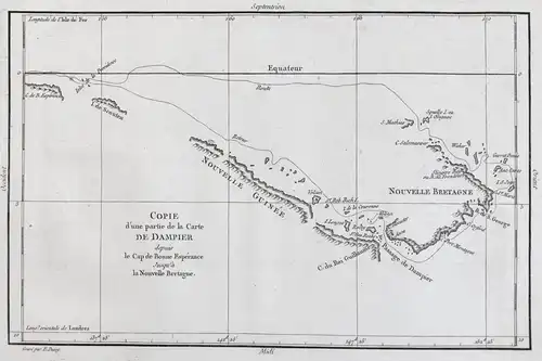 Carte d'une Partie de la Carte de Dampier depuis le Cap de Bonne Esperance jusqu'a la Nouvelle Bretagne - New