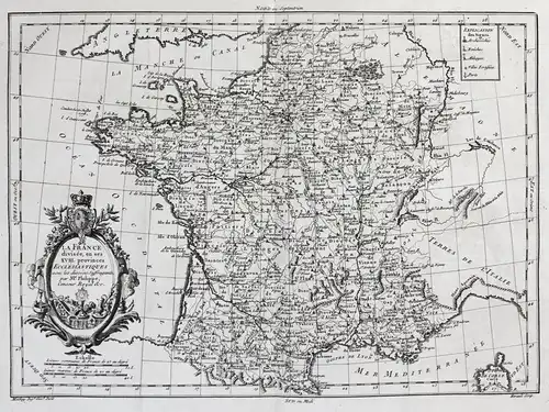 La France, divisée, en ses XVIII. provinces ecclesiastiques avec les dioceses suffragants. - France Frankreich