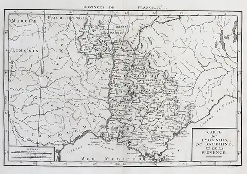 Carte du Lyonnois, du Dauphine, et de la Provence. - Lyonnais Dauphine Provence Antibes Frejus Toulon Marseill