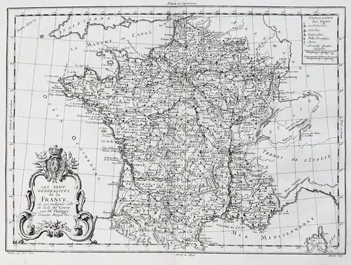 Les XXXIV Generalites de la France, ou est indiquee celle de l'isle de Corse. - France Frankreich carte Karte