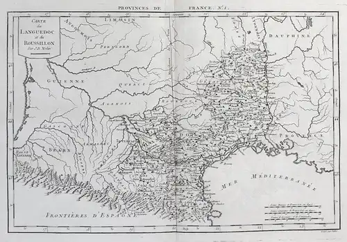 Carte du Languedoc et du Roussillon. - Langueduc Roussillon Nolin France carte Karte map