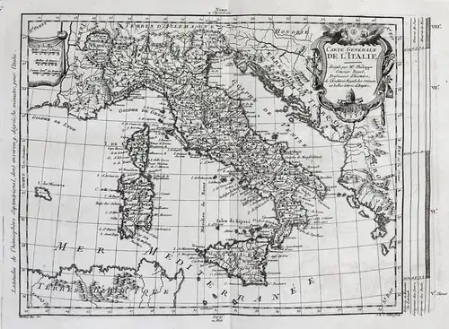 Carte Generale de l'Italie - Italia Italy Italien Sicilia Sardegna Corse Corsica Karte map