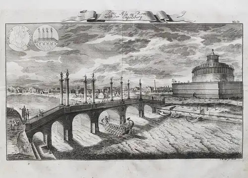 Pons Aelii zu Rom nebst der Engelsburg. - Roma Rome Rom Castel Sant'Angelo Ponte