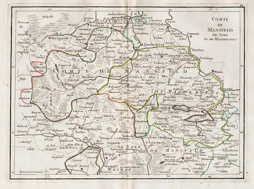 Comte de Mansfeld - Mansfeld Eisleben Querfurt Sangerhausen Aschersleben Harzgerode map Karte