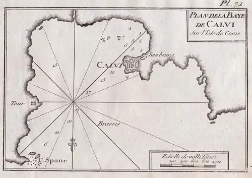 Plan de la Baye de Calvi sur l'isle de Corse - Corse Corsica Korsika Calvi island Insel ile