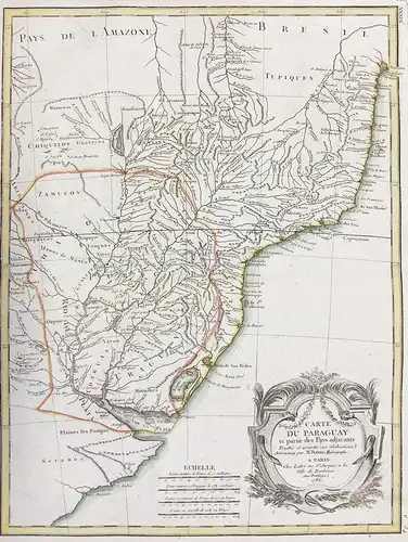 Carte du Paraguay et partie des Pays adjacants... - Paraguay South America Amerika Südamerika