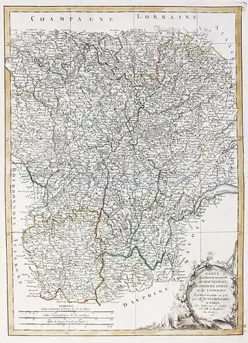 Carte des Gouvernements de Bourgogne, de Franche comte et de Lyonnois. - Bourgogne Franche Comte Lyonnais Doub