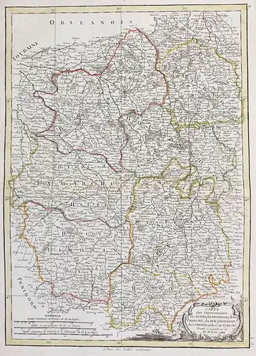 Carte des Gouvernements du Berri, du Nivernois, de la Marche, du Bourbonnois, du Limosin et de L'Auvergne. - B