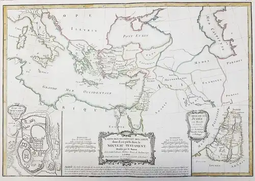 Carte des Regions et des Lieux dont il est parle dans le Nouveau Testament. - Orient Asia Israel Jerusalem Hol