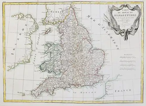 Carte du Royaume D'Angleterre. - England Wales Great Britain Großbritannien map Karte