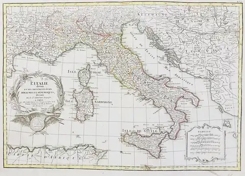 Litalie divisee en ses Differents Etats Royaumes et Republiques. - Italy Italien Italia Sardegna Sicilia Corse