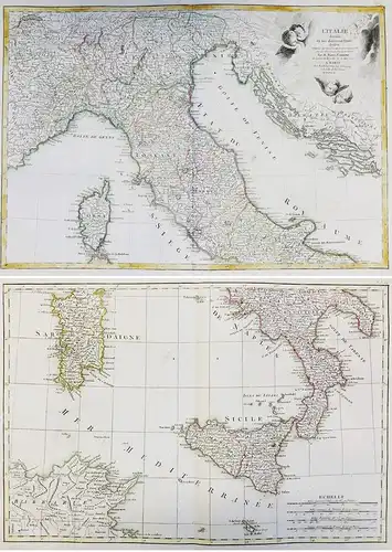 L'Italie divisee en ses differens Etats. - Italy Italien Italia Sardegna Sicilia Corsica Corse Sizilien Sardin