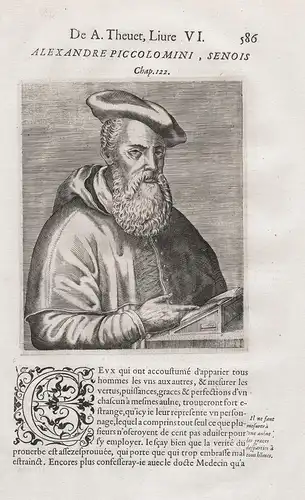 Alexandre Piccolomini, Senois - Alessandro Piccolomini (1508-1579) Italian Humanist Siena philosopher Portrait
