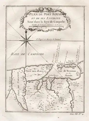 Plan de Port Royal et de ses Environs situe dans la Baye de Campeche - Bahia de Campeche Tabasco llanos Mexico