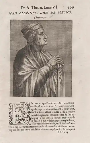 Jean Clopinel, Dict de Meung - Jean de Meun (c.1240-c.1305) French author Autor Portrait / Author of the Roman
