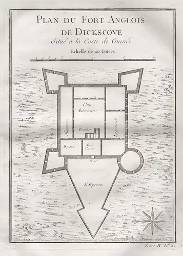 Plan du Fort Anglois de Dickscove situé a la Coste de Guinée - Dixcove Ghana Fort Medal Cross West Africa Afri