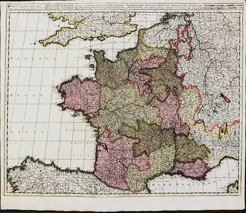 Regnum Galliae divisum in duodecim Gubernationes Piccardie, Normandie, Insulae Franciae, Britanniae, Aureliae,