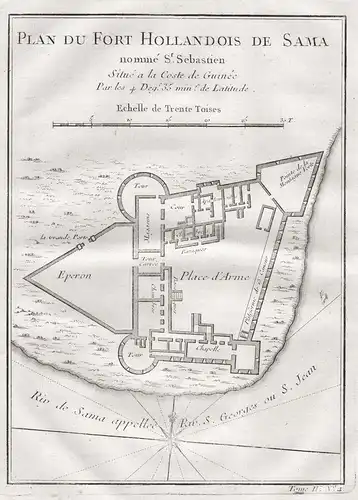 Plan du Fort Hollandois de Sama, nommé St. Sebastien. - Shama Fort San Sebastian Ghana West Africa Afrika Afri