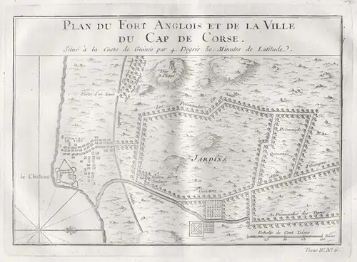 Plan du Fort Anglois et de la Ville du Cap de Corse - Ghana Cape Coast West Africa Afrika Afrique