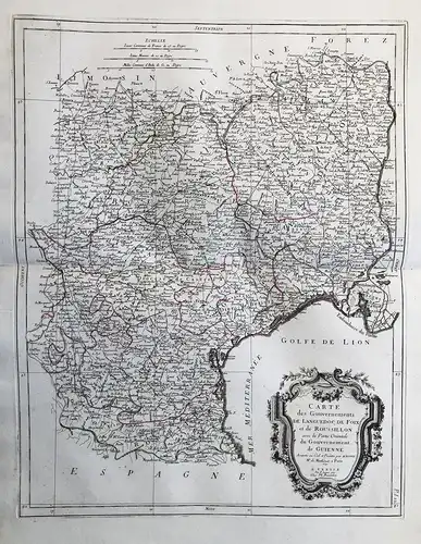 Carte des Gouvernements de Languedoc, de Foix et de Roussillon avec la Partie Orientale du Gouvernement de Gui