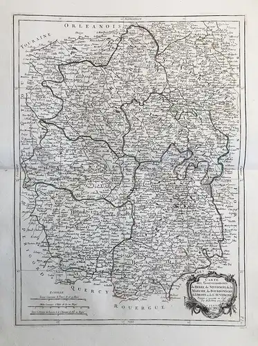 Carte des Gouvernements du Berri, du Nivernois, de la Marche, du Bourbonnais, du Limosin, et de l'Auvergne - B