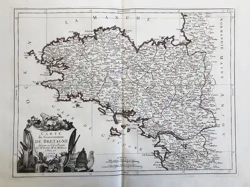 Carte du Gouvernement de Bretagne - Bretagne Brest Saint-Malo Rennes Lorient Vannes Quimper France Frankreich