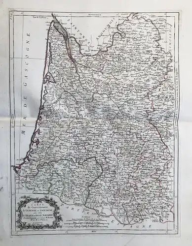 Carte du Gouvernement de Guienne et Gascogne, avec celui de Bearn et Basse Navarrre - Guyenne Gascogne Bordeau