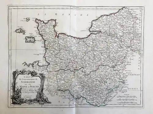 Carte du Gouvernement de Normandie avec celui du Maine et Perche - Normandie Maine Rouen Perche Caen Cherbourg