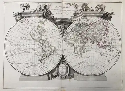 Mappe Monde ou Description du Globe Terrestre - World Map Weltkarte Mappemonde